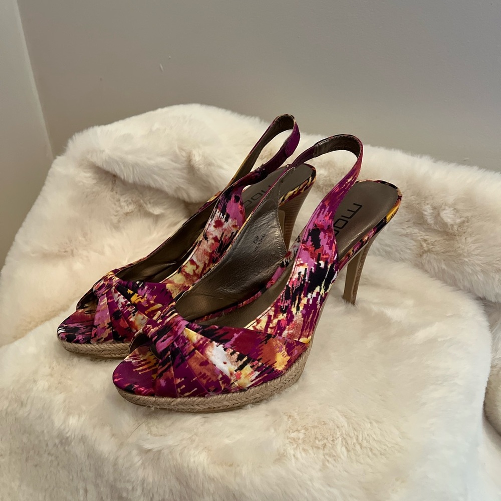 MODA Slingback Peep-Toe Heels - Multi-Color - Size 8.5